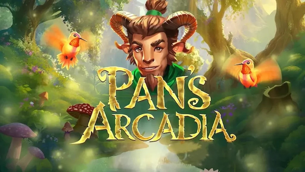 Pemandangan hutan magis dan simbol-simbol mistis dalam slot Pan's Arcadia