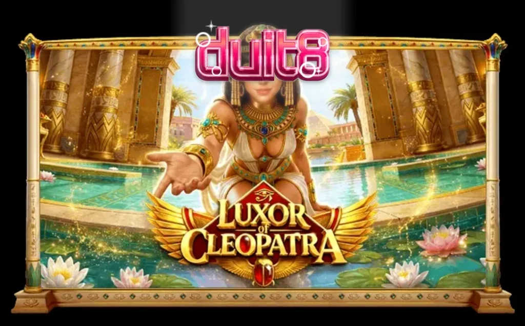 Pemandangan visual slot Luxor of Cleopatra dengan simbol Mesir kuno yang mewah