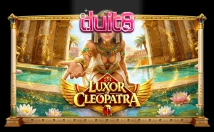 Pemandangan visual slot Luxor of Cleopatra dengan simbol Mesir kuno yang mewah